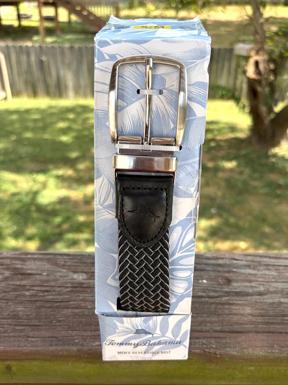 Tommy Bahama Men's Stretch Braided Reversible Belt Size S/M Black Grey NIB